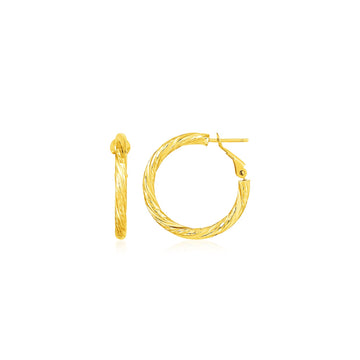 14 k Yellow Gold Petite Twisted Round Hoop Earrings